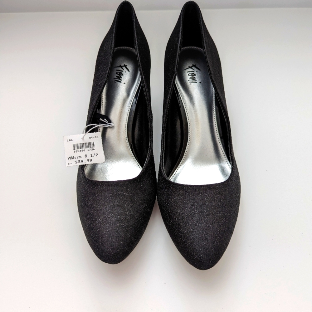 Fioni, 8 1/2, Heels, black with sparkles